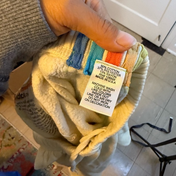 Aviator Nation 5 Stripe Rainbow Cream Sweatpants - Picture 5 of 5